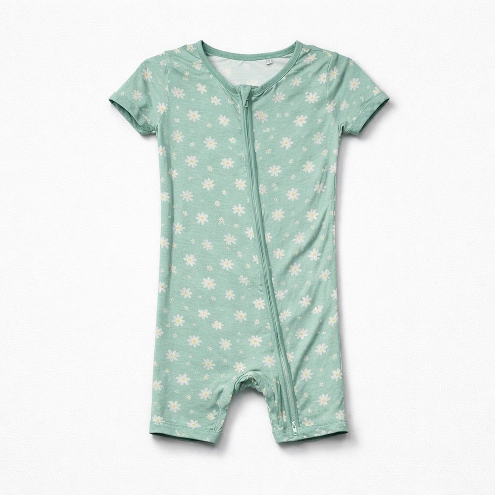 Miozing Green Kids One Piece short bamboo pajamas size 12-18 months EUC